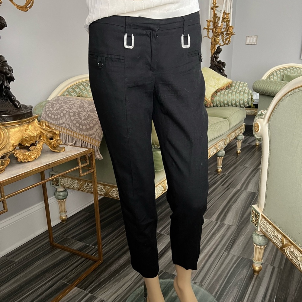 Auth. Blumarine black embellished rayon blend pants, sz.38(6), excellent